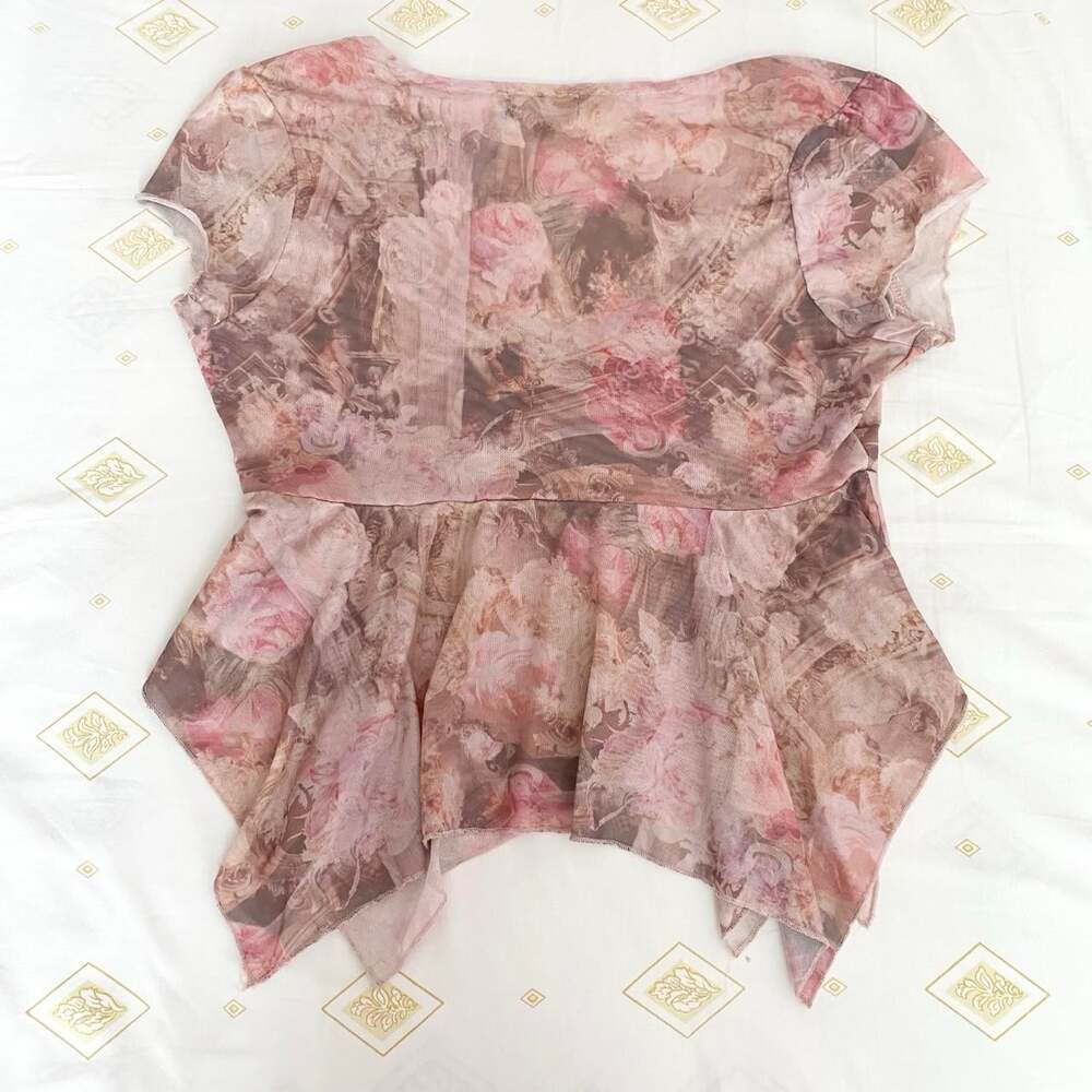 y2k pink floral fairycore top with bow, from eclipse - Picture 4 of 6